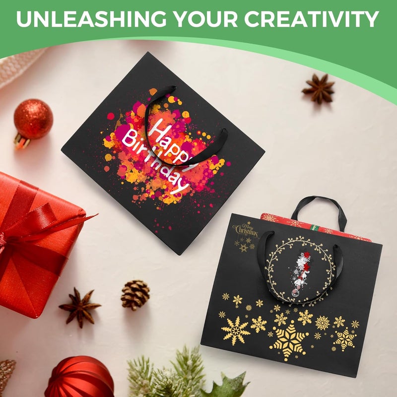 MOXARYSU Large Black Gift Bags: 12.5x4.5x11 Inch 5pcs Paper Bags Bulk For Party Shopping Birthday Wedding (L,5) - Image 5